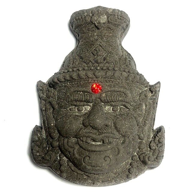 Phu Ruesi Ta Fai 2551 BE Nuea Pong Bai Lan Sacred black Parchment Powder Red Garnet 3rd eye 3 Takrut and Tiger Yant Luang Phu Naen Kampiro