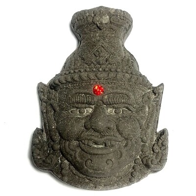 Phu Ruesi Ta Fai 2551 BE Nuea Pong Bai Lan Sacred black Parchment Powder Red Garnet 3rd eye 3 Takrut and Tiger Yant Luang Phu Naen Kampiro