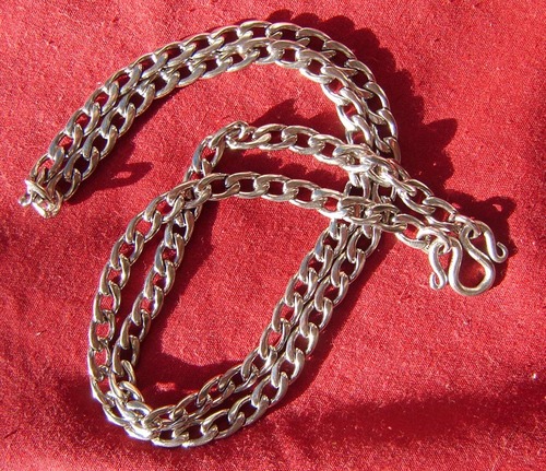 Stainless Steel Neck Chain for Amulets - flat single link - for single amulet attachment - 25 Inches long
