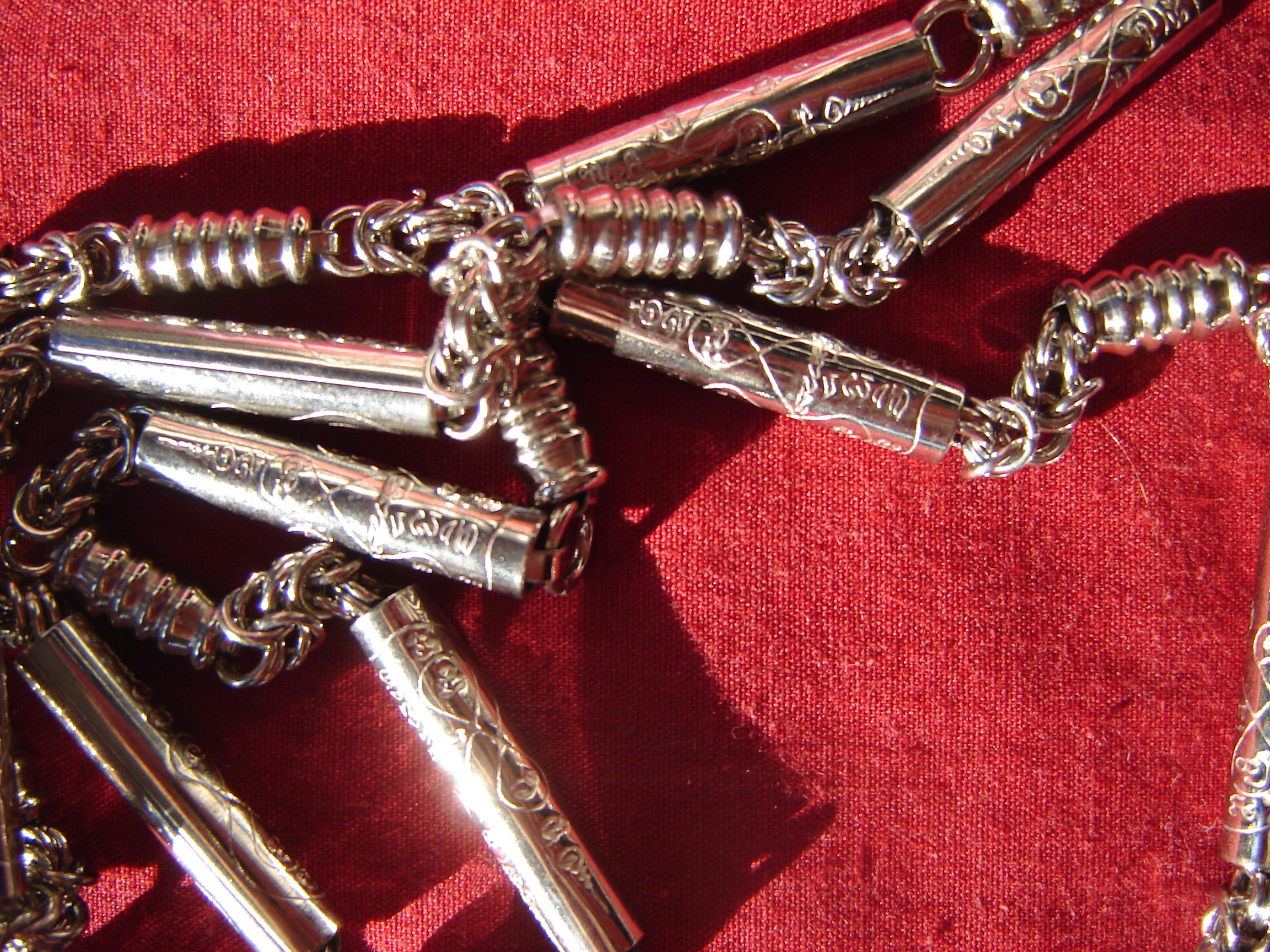 Stainless Steel Neck Chain for Amulets - thick gauge with sacred Yant Nam Tao and Khom spells - from 1 to 9 amulets attachable 30 Inches long