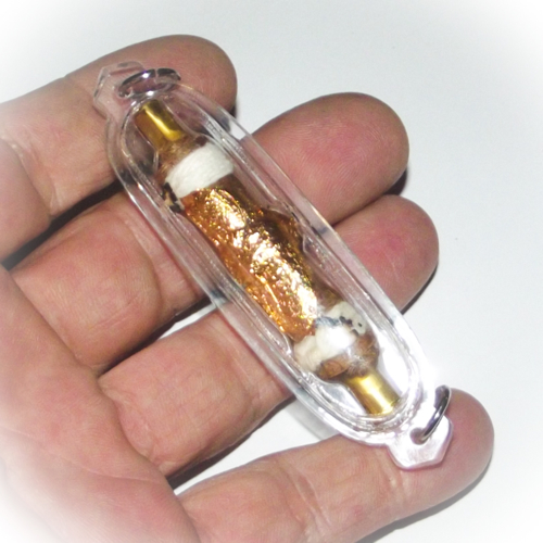 Takrut Hnang Wua Ler Tang Jet - (casing included) - Protective + Lucky Alpha Bull Hide spell - Ajarn Apichai Decha