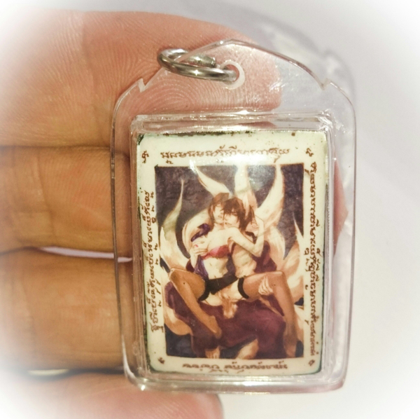 9 Tails fox Demoness Enchantress Necromantic Amulet (Saep Som Posture) - Prai Powders, Takrut, Nam Man Prai - Ajarn Suntorn