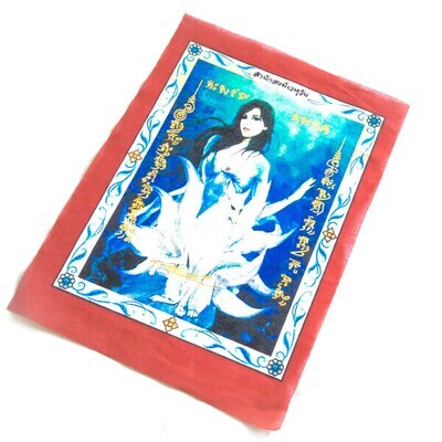 Pha Yant Jing Jork Gao Hang (Version 2) - 9 Tails Fox Demoness Enchantress - Red Sacred Yantra Cloth- Kroo Ba Krissana - Sae Yid 60 Edition