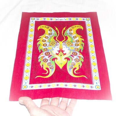 Pha Yant Taep Jamlaeng Pamorn Maha Sanaeh Maha Pokasap (Red) - Butterfly King Yantra - Kroo Ba Krissana - Sae Yid 60 Edition 2557 BE
