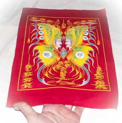 Pha Yant Taep Jamlaeng Pamorn Maha Sanaeh Maha Pokasap (Red) - Butterfly King Yantra - Kroo Ba Krissana - Sae Yid 60 Edition 2557 BE