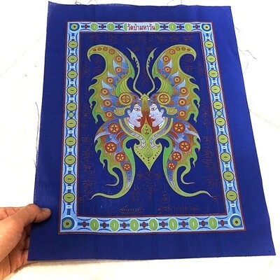 Pa Yant Taep Jamlaeng- Butterfly King Deity- Blue Sacred Yant Cloth- Kroo Ba Krissana Intawanno- Sae Yid 60 Edition