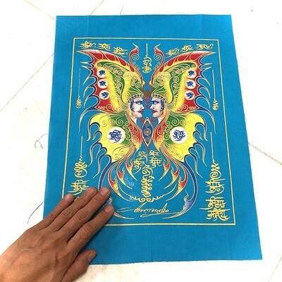 Pa Yant Taep Jamlaeng- Butterfly King Deity- Turquoise Sacred Yant Cloth- Kroo Ba Krissana Intawanno- Sae Yid 60 Edition