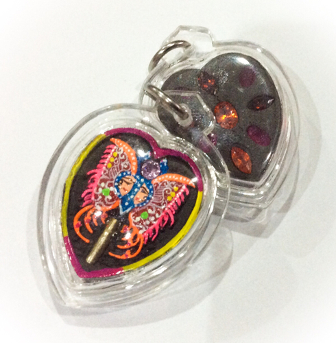 Hua Jai Taep Pamorn Maha Sanaeh - Butterfly King Heart - Nuea Pong Sariga Dong - Silver Takrut, 10 Gems - Sae Yid 60 Edition 2