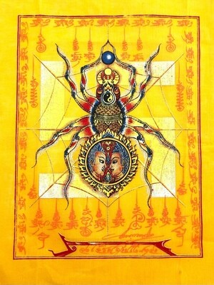Pha Yant Maeng Mum Maha Lap - Money Catching Spider (yellow) - Kroo Ba Krissana Intawanno- Sae Yid 60 Edition 2557 BE