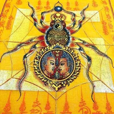 Pha Yant Maeng Mum Maha Lap - Money Catching Spider (yellow) - Kroo Ba Krissana Intawanno- Sae Yid 60 Edition 2557 BE