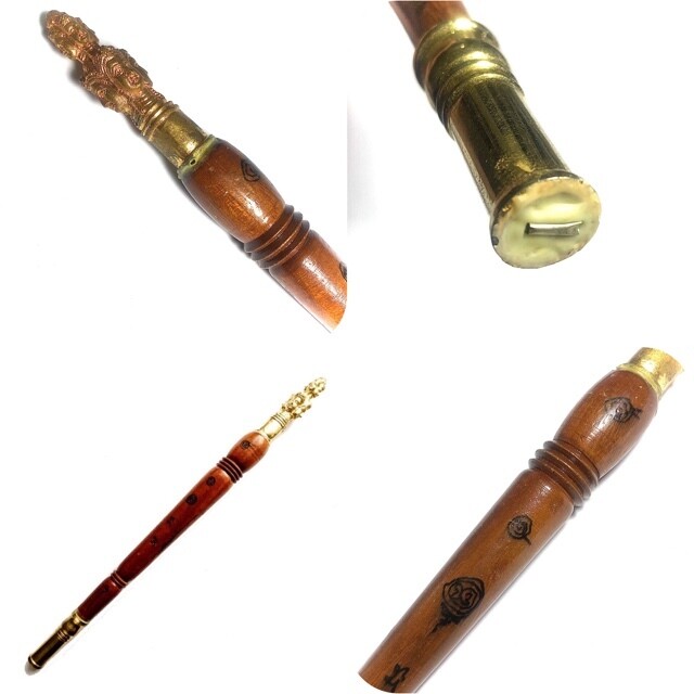 Kata Sri Maha Prohm (Brahma Wand) - Nuea Mai Saksit - Magic Wand made from Holy Wood - Luang Por Prohm (Khao Or Master) 12 Inches Long - Wat Ban Suan 2555 BE