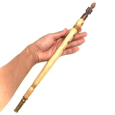 Kata Sri Maha Prohm (Brahma Wand) - Nuea Mai Saksit - Magic Wand made from Holy Wood - Luang Por Prohm (Khao Or Master) 16 Inches Long - Wat Ban Suan 2555 BE
