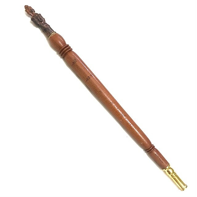 Kata Sri Maha Prohm (Brahma Wand) - Nuea Mai Saksit - Magic Wand made from Holy Wood - Luang Por Prohm (Khao Or Master) 16 Inches Long - Wat Ban Suan 2555 BE