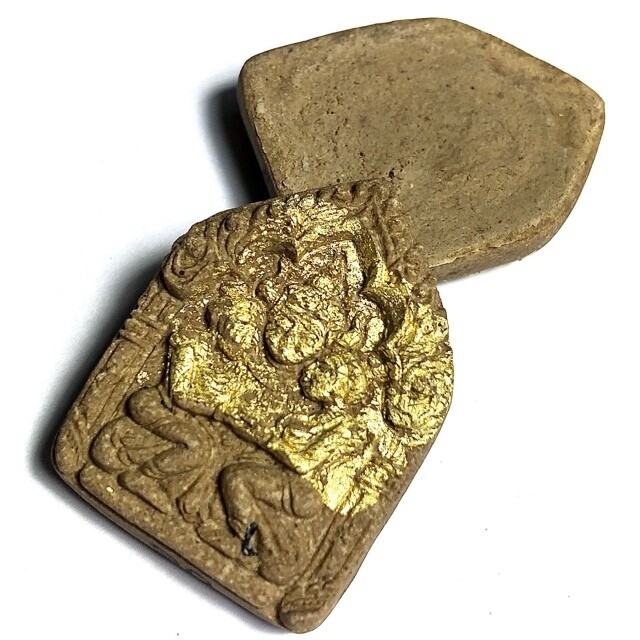 Paya Khao Kam Golden Horned God of Love &amp; Wealth Ongk Kroo Pim A2 Pure Prai Powders with Gold Leaf Por Kroo Singkhorn Only 66 Made