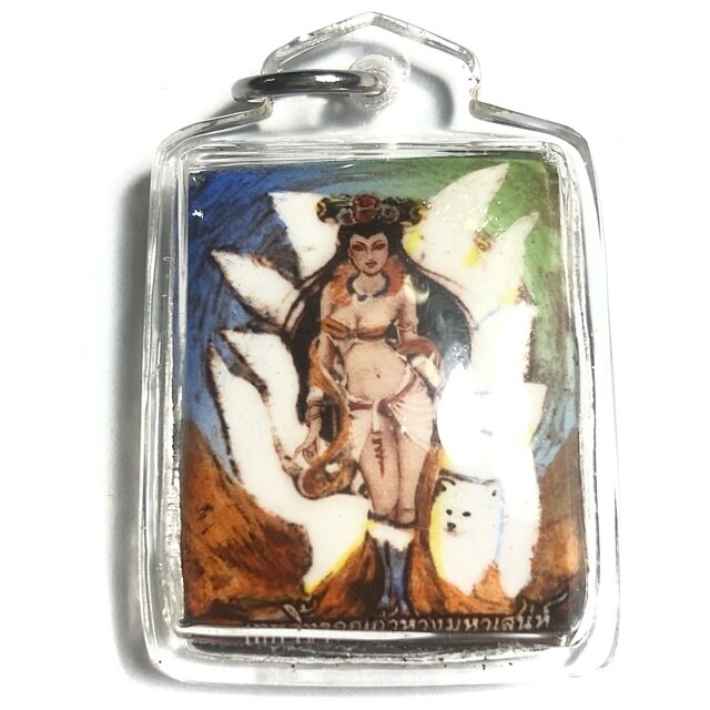 9 Tails Fox Demoness Enchantress Locket 3rd Edition with Sacred Powders 3 Takrut 2 Gems One 9 Tails Fox amulet insert Bantian Mian Jia 2556 BE Luang Phu In - Casing included