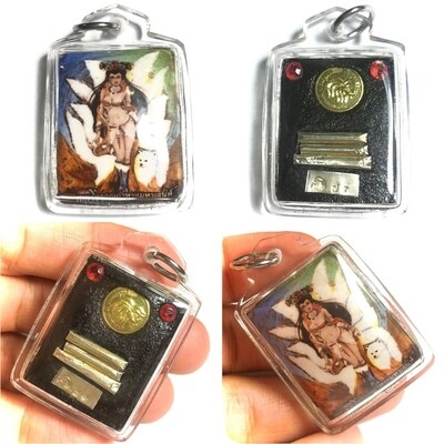 9 Tails Fox Demoness Enchantress Locket 3rd Edition with Sacred Powders 3 Takrut 2 Gems One 9 Tails Fox amulet insert Bantian Mian Jia 2556 BE Luang Phu In - Casing included