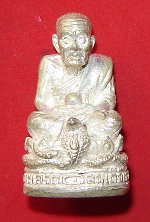 Roop Lor Pra Luang Por Thuad Nang Ballangk Ngoo Hao (LP Thuad on a Cobra Throne) 2537 BE - 23 grams solid silver - Wat Pako - empowered by LP Nong (Wat Sai Khaw) No. 678