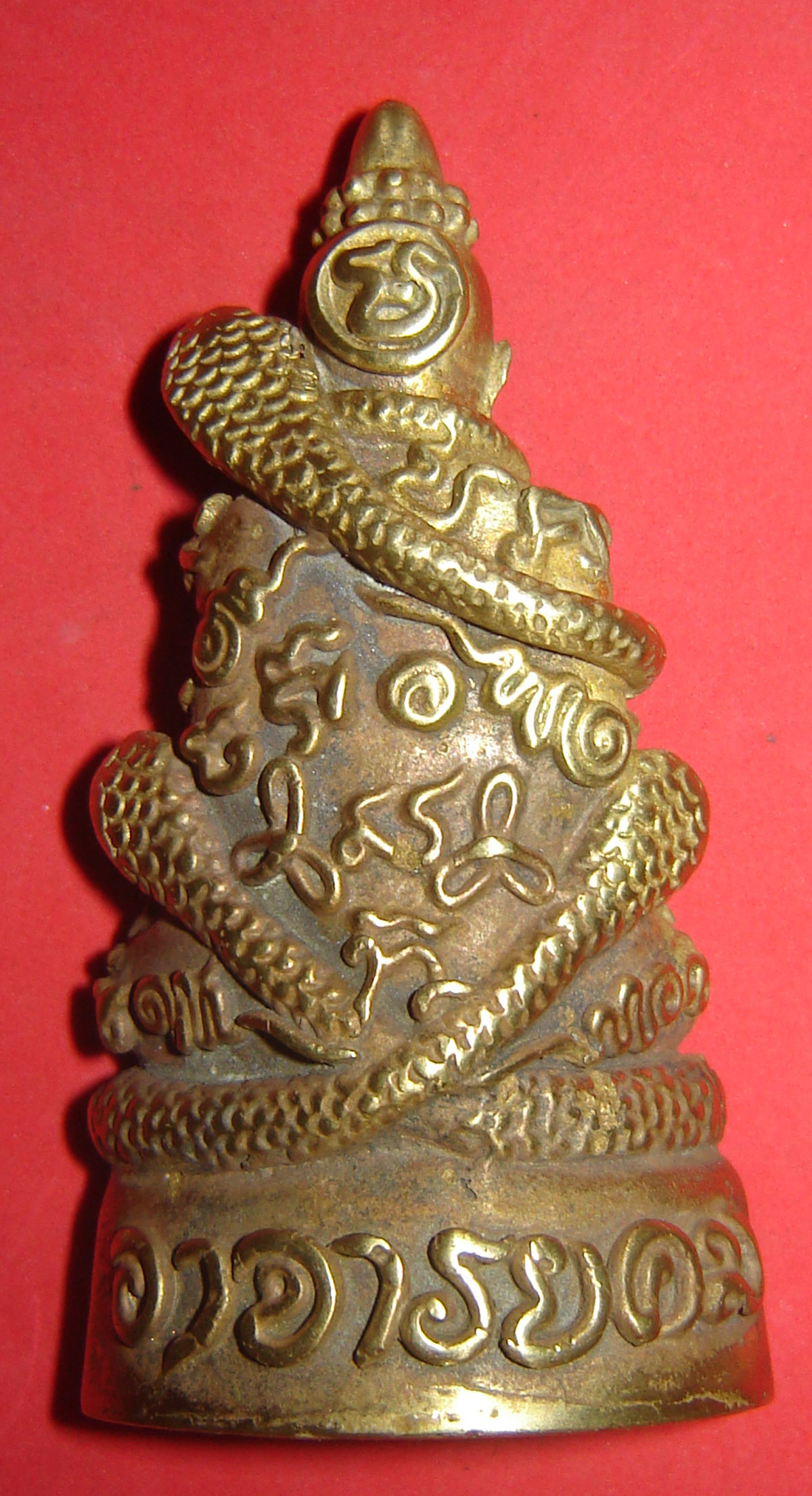 Pra Ngang Hmeun Montr (special Gammagarn edition) - Ngang with ten thousand prayer incantations - Nuea Tong Lueang Fang Takrut Gao Dork (9 Gold Takrut spells) - 3 inches high - Ajarn Kom Traiwaes