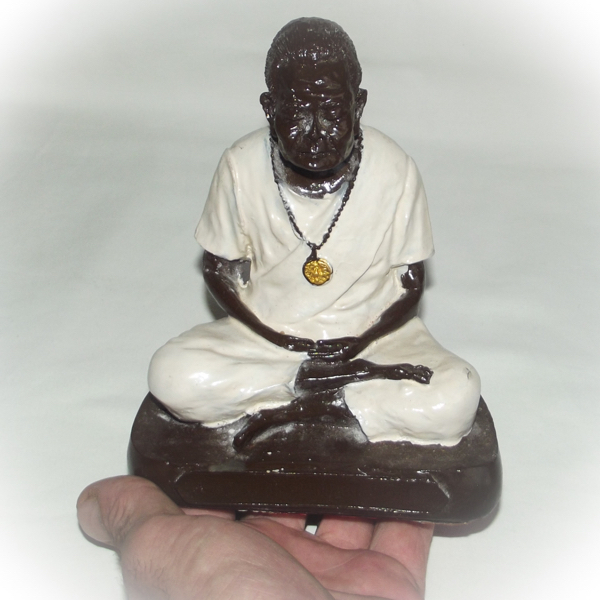 Roop Bucha Ajarn Chum Chai Kiree 5 Inch wide base (Painted Robes) - Resins + Sacred Powders - Ajarn Chum Chai Kiree 2523 BE