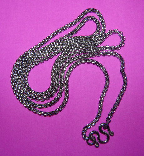 Stainless Steel Ladies Neck Chain for Amulets - fine gauge double link - for 1 single amulet 24 Inches long - price includes postage