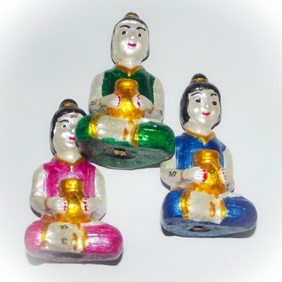 Kumarn Tong Bucha Statue (Green) - stuffed with Nam Man Prai - Luang Por Dam - Wat Pra Puttabat Radtana Kiree