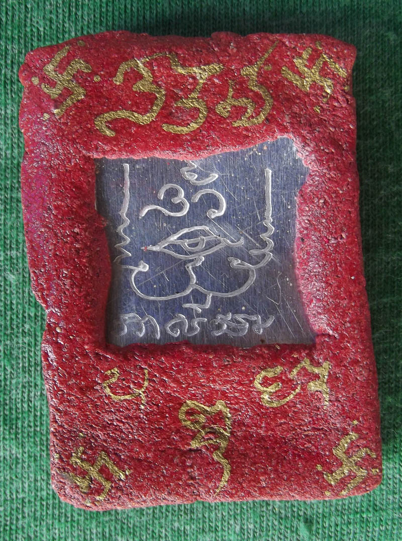 Jao Mae Kali (Wrathful Kali Goddess) - Nuea Pong Daeng Maha Sanaeh Fang Takrut Ngern Jarn Mer (red sacred powders with silver Takrut and hand inscription) - Ajarn Taep Pongsawadarn