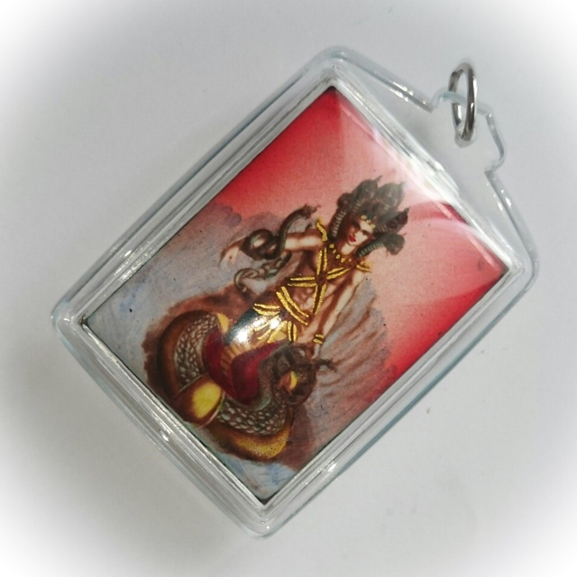 Jumbo Locket Ongk Kroo Phu Sri Sutto Nakarach - Naga King of Bhodala -  with Taw Waes Suwan, 2 Takrut + Maha Lap, Ga Hlong and Ga Fak Rak Flowers, Ploi Sek Gems - Asrom Por Taw Guwen