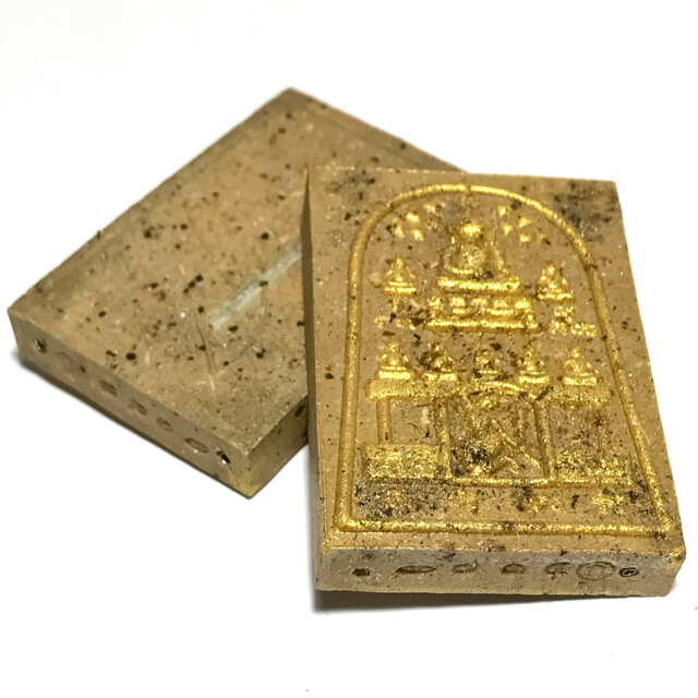 Pra Somdej Chana Marn Badtiharn Yim Rap Sap Ongk Kroo Gold Sprayed 3 Takrut Luang Phu Khaw Haeng 1122 Amulets Made