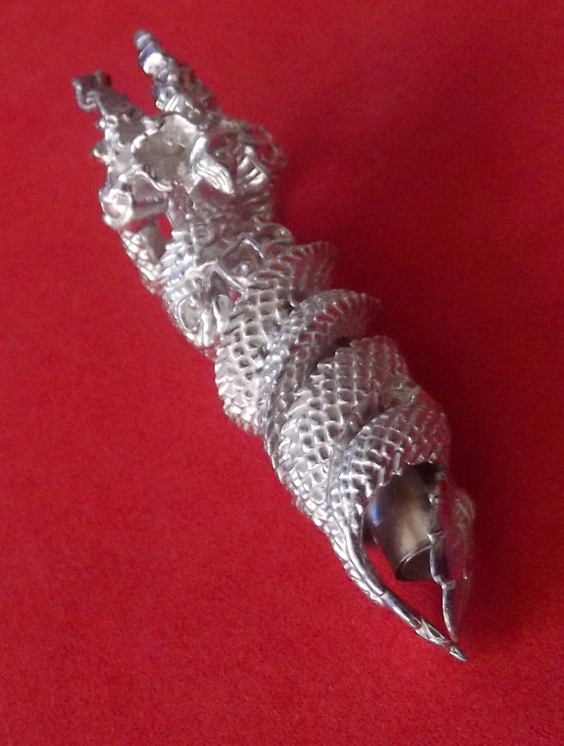 Takrut Nak Giaw - Naga Charm for increasing Riches and Protection from Danger - Nuea Ngern (Solid Silver Masterpiece Version) - Wai Kroo 53 Edition - LP Naen Kampiro - Wat Ban Kaset Thung Sethee