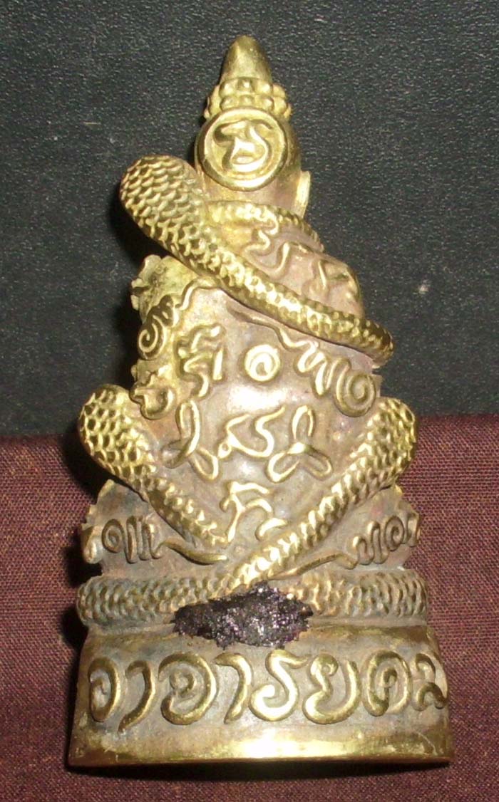 Pra Ngang Hmeun Montr (Ngang with ten thousand prayer incantations) - Nuea Albaca Fang Takrut Diaw (single Takrut spell) - 3 inches high - Ajarn Kom Traiwaes 2554 BE