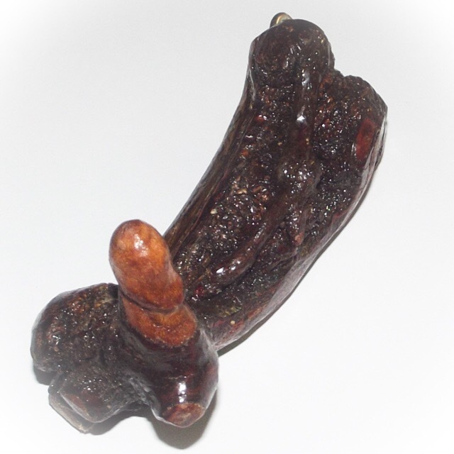 Palad Khik Mai Ga Fak Rak-Koon 3.5 Inches - Sacred Tree Branch Phallics with Khom Spell Inscription Hand Inscribed by Luang Por Prohm Wat Ban Suan