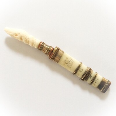 Mitmor Daam Paya Nak - Carved bone and Yant Blade - Luang Por Prohm (Wat Ban Suan) + Asrom Por Taw Guwen
