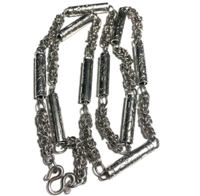 Stainless Steel Neck Chain for Amulets - thick gauge with Sacred Yant and Khom spells - from 1 to 5 amulets attachable 26 Inches long