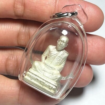 Pra Kring Ud Pong Sariga Dong- Kroo Ba Krissana Bucha Statuette- Chub Ngern Chub Tong- (Chromed Silver+ Sacred Sariga Dong, Taewa Nakrii Powders, Individually Stamped) -Sae Yid 60 Edition