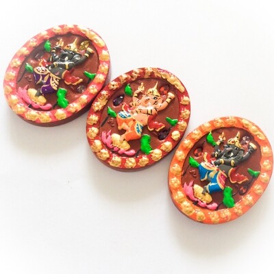 Pra Pikanes- Ganesha Elephant Deity- Red Powders - (1 Look Namo Plug+ 2 Silver Takrut + 4 Gems)- Sae Yid 60 Edition