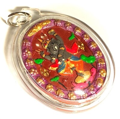 Pra Pikanes- Ganesha Elephant Deity- Red Powders - (1 Look Namo Plug+ 2 Silver Takrut + 4 Gems)- Sae Yid 60 Edition