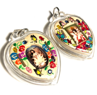 Hua Jai Taep Pamorn Maha Sanaeh - Butterfly King Heart Large Edition - White Powders - 8 Gems+2 Silver Takrut + 9 Tails Fox Demoness Enchantress- Sae Yid 60 Edition