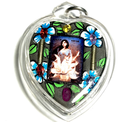 Hua Jai Taep Pamorn Maha Sanaeh - Butterfly King Heart Large Edition - Black Sariga Dong Maha Taep Powders - 9 Gems+2 Silver Takrut + 9 Tails Fox Demoness Enchantress- Sae Yid 60 Edition