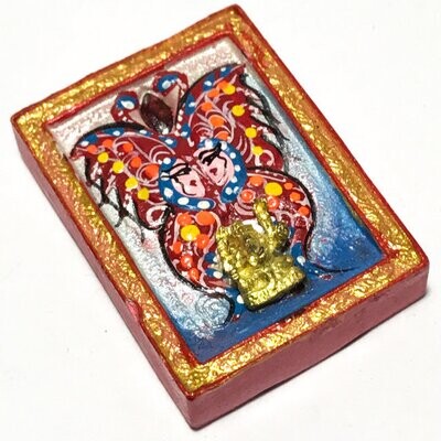 Taep Jamlaeng Pim Lek Asrom Sathan 2555 BE Blue Red Butterfly Ganesha + Brahma 13 Gems 4 Takrut Only 400 Made Kroo Ba Krissana
