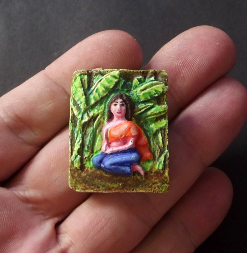 Nang Prai Dtanii Jao Sanaeh Chae Nam Man Prai Fang Takrut Bpaag Phii Roi Choo (Banana Tree Prai Lady Ghost Hand Painted 4 silver Takrut) - Ajarn Por Yai Porn (Khmer Master)