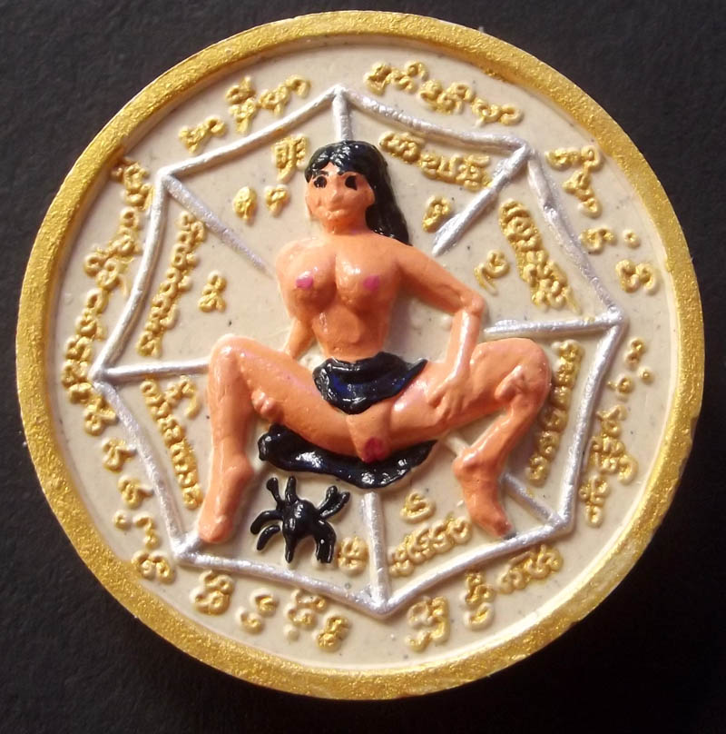 Prai Sanaeh Phii Suea Nang Rap (Butterfly Deity) Hlang Mae Bper Maeng Mum Dak Sap (Money Spider) - Nuea Pong Prai - second edition - Ajarn Meng Khun Phaen - Waterproof casing included