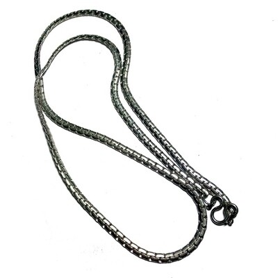 Stainless Steel Ladies Neck Chain for Amulets - Serpentine flat smooth link - for 1 single amulet 24 Inches long