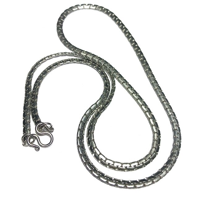 Stainless Steel Ladies Neck Chain for Amulets - Serpentine flat smooth link - for 1 single amulet 24 Inches long