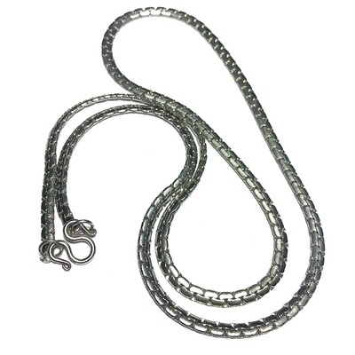 Stainless Steel Ladies Neck Chain for Amulets - Serpentine flat smooth link - for 1 single amulet 24 Inches long