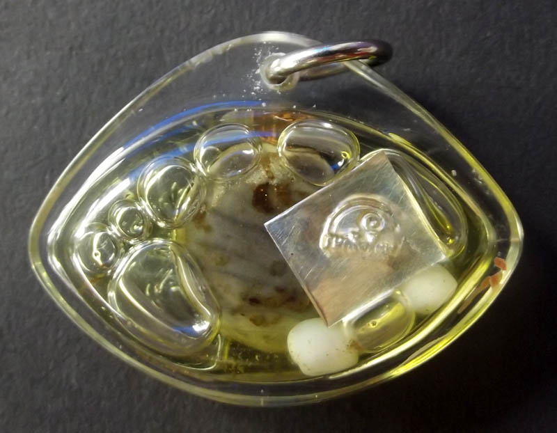 sacred Yantra dn relics inside the metta oil immersed 'Shiva Eye'