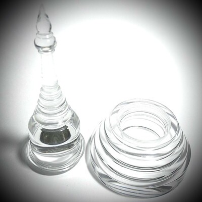 Phob Banju Pra That Song Chedi - Relics Container - Transparent Acrylic Chedi Form - Size 4 - Registered Airmail Delivery included - 4.5 Cm Wide x 9 Cm High