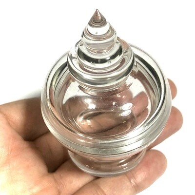 Phob Banju Pra That Song Chedi - Relics Container - Transparent Acrylic Chedi Form - Size 4 - Registered Airmail Delivery included - 5 Cm Wide x 8 Cm High