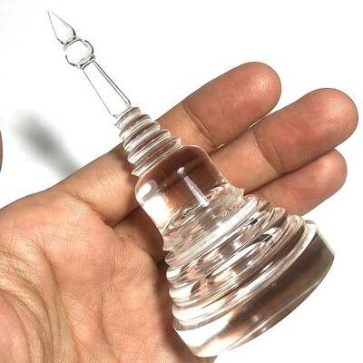 Phob Banju Pra That Song Chedi - Relics Container - Transparent Acrylic Chedi Form - Size 4 - Registered Airmail Delivery included - 4.5 Cm Wide x 9 Cm High