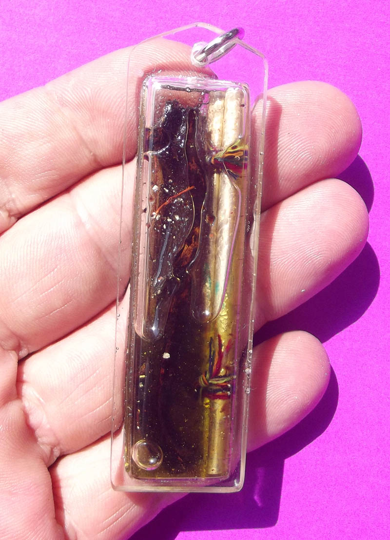 Takrut Riak Sap Pongan Pai (Money Caller/Protector) - large size - Mad Daay Aakom 7 See Chae Nam Man Saep Sangwaas (in Prai Oil with Magical Hyae Yae wood) - 2nd Edition - Pra Ajarn Oe Putto Raksaa