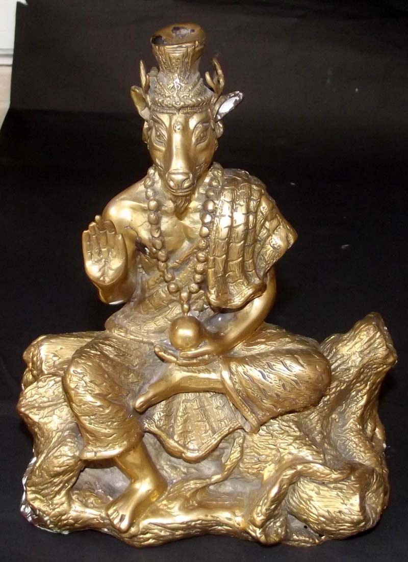 Pra Ruesi Galay Gote Bucha Statue 6 x 7.5 x 3 Inches - Nuea Tong Chanuan (Sacred Brass alloy) - Luang Por Glom - Luang Por Glom - Wat Nong Bua (Sra Kaew)